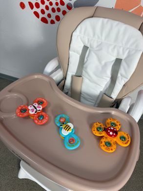 Сенсорна розвивальна іграшка-спінер на присосці для малюків Baby Rattle 6329 з брязкальцем (набір 3 шт, від 3 місяців)