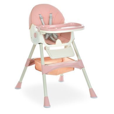 Стульчик для кормления Bambi (Бемби) M 6302 Pink &mdash; с ремнями безопасности и колесиками, розовый.