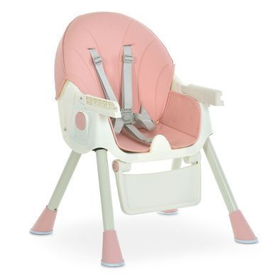 Стульчик для кормления Bambi (Бемби) M 6302 Pink &mdash; с ремнями безопасности и колесиками, розовый.