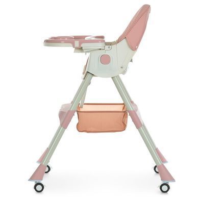 Стульчик для кормления Bambi (Бемби) M 6302 Pink &mdash; с ремнями безопасности и колесиками, розовый.