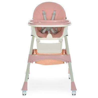 Стульчик для кормления Bambi (Бемби) M 6302 Pink &mdash; с ремнями безопасности и колесиками, розовый.