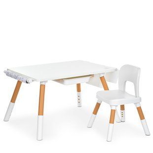 Детский столик со стульчиком Bambi M 6319-1 White с регулировкой высоты, органайзерами и рулоном для рисования