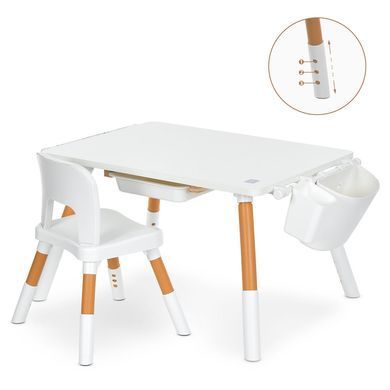 Детский столик со стульчиком Bambi M 6319-1 White с регулировкой высоты, органайзерами и рулоном для рисования