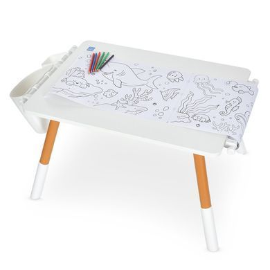 Детский столик со стульчиком Bambi M 6319-1 White с регулировкой высоты, органайзерами и рулоном для рисования