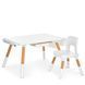 Детский столик со стульчиком Bambi M 6319-1 White с регулировкой высоты, органайзерами и рулоном для рисования
