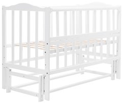 Дитяче ліжечко (кровать) ТМ Дубик-М Зайченя для новонароджених з відкидною боковиною + повздовжній маятник, дерево бук (білий)