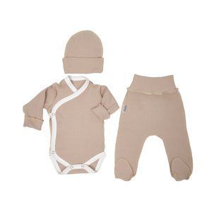 Набір в пологовий Twins Ego Organic (боді штани шапка), beige, бежевий, 48р