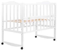 Дитяче ліжечко (кровать) ТМ Дубик-М Зайченя для новонароджених з відкидною боковиною на колесиках (білий)