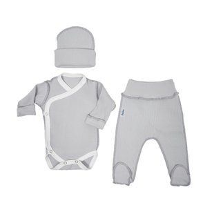 Набір в пологовий Twins Ego Organic (боді повзунки шапка), grey, сірий, 52р