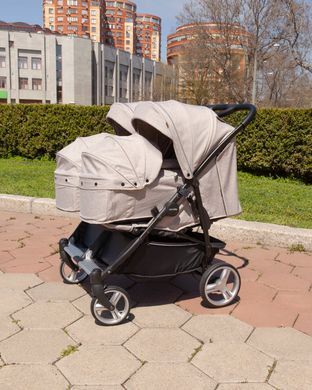 Коляска прогулянкова CARRELLO Connect (Каррелло Коннект) CRL-5502/1 Cotton Beige для двійні, з перенесенням, в льоні MO