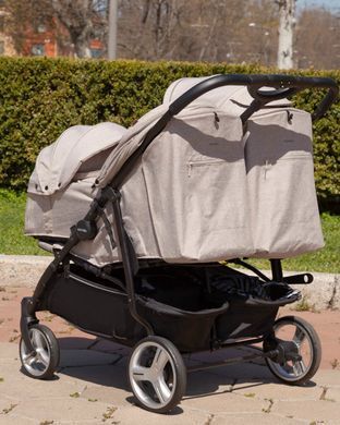 Коляска прогулянкова CARRELLO Connect (Каррелло Коннект) CRL-5502/1 Cotton Beige для двійні, з перенесенням, в льоні MO