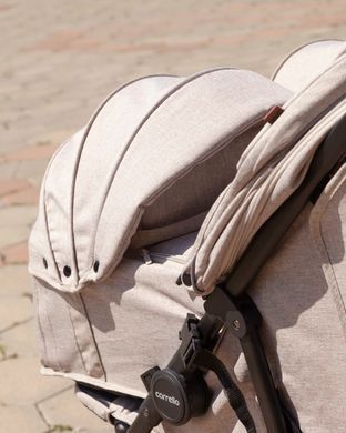 Коляска прогулянкова CARRELLO Connect (Каррелло Коннект) CRL-5502/1 Cotton Beige для двійні, з перенесенням, в льоні MO