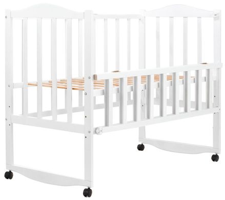 Дитяче ліжечко (кровать) ТМ Дубик-М Зайченя для новонароджених з відкидною боковиною на колесиках (білий)