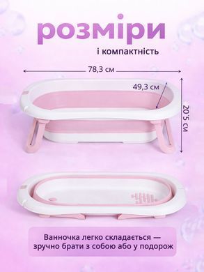 Ванночка складная детская с термометром и вкладышем (подушкой) EL CAMINO PLUS ME 1151 Peony Pink