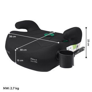 Автокрісло-бустер CARRELLO Next CRL-16011 Midnight Black i-Size ISOFIX (зріст 125-150см) з направляючим ременем, підсклянник в комплекті