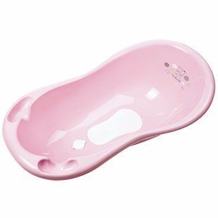 Детская ванна Maltex Zebra 100 cm со сливом и антискользящим ковриком светло-розовый