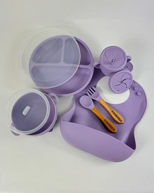 Набор силиконовой посуды Kinderkit EasyMeal Lavender Bloom Y2 новый (6 элементов; 2 крышки)