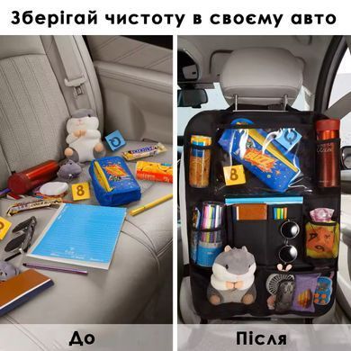 Захисна накидка чохол органайзер на спинку переднього сидіння в авто KinderKit 10 кишень