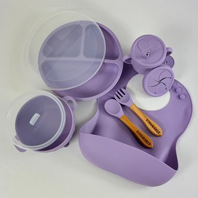 Набор силиконовой посуды Kinderkit EasyMeal Lavender Bloom Y2 новый (6 элементов; 2 крышки)