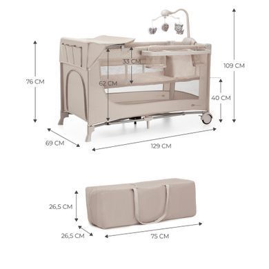Кровать-манеж с пеленатором Kinderkraft Joy 2 Beige (KLJOY02BEG000AC)