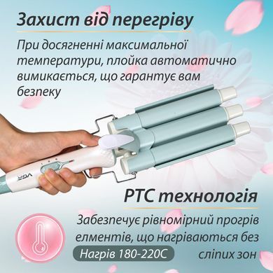 Автоматическая плойка щипцы для завивки волос стайлер для локонов тройная плойка 90 Вт
