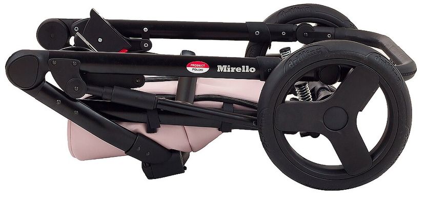 Коляска 2 в 1 Bair Mirello Plus шкіра 100% MP-02 рожевий перламутр - чорний