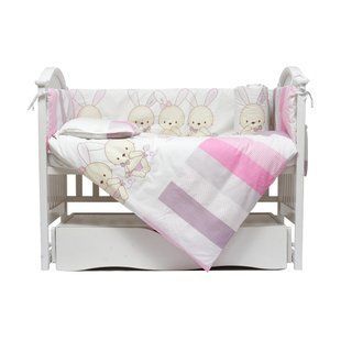 Постельный комплект 7 элементов Twins Dolce Друзья зайчики, pink, розовый