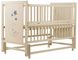 Дитяче ліжечко (кровать) ТМ Дубик-М Ведмедик для новонароджених з відкидною боковиною + маятник, дерево бук (слонова кістка)