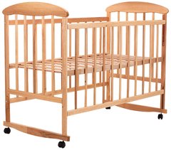 Дитяче ліжечко (кровать) Наталка ОС для новонароджених з відкидною боковиною на колесиках (світла)