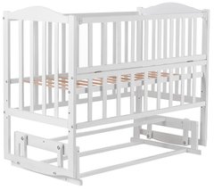 Дитяче ліжечко (кровать) ТМ Дубик-М Зайченя для новонароджених з відкидною боковиною + поперечний маятник (білий)