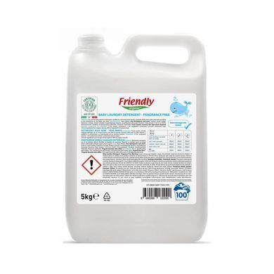 Органічний рідкий пральний порошок Friendly Organic без запаху 5000 мл (100 прань)