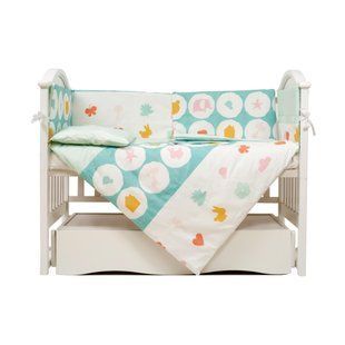 Постельный комплект 6 элементов Twins Eco Line New 4091-E-021, Animals mint, мятный