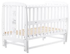 Дитяче ліжечко (кровать) ТМ Дубик-М Друзі для новонароджених з відкидною боковиною + маятник, дерево бук (білий)