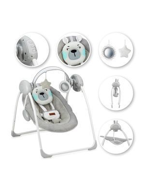 Крісло-гойдалка MoMi LISS Bear Grey з дугою та іграшками