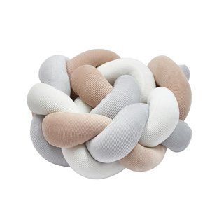 Бампер - косичка Twins 3-х прядная 240 см Ego, beige/grey, серый/беж