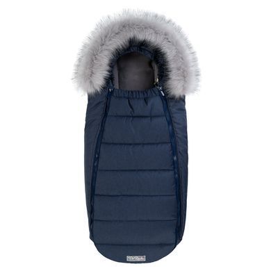 Зимовий конверт-кокон в коляску на флісі Baby XS ДоРечі Синій з опушкою