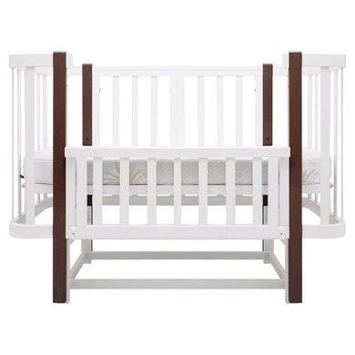 Дитяче ліжко-трансформер Babyroom Місяць LU-2 з маятником, овальне, білий-венге