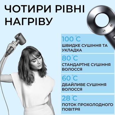 Фен стайлер для волос Supersonic Premium Magic Hair 3 режима скорости 4 температуры Серый