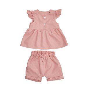 Набір для дівчинки Twins Linen (шорти, майка) льон 62р W-101-HTL62-24, powder pink, пудра