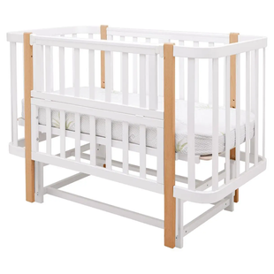 Детская кроватка-трансформер Babyroom Місяць LU-2 с маятником, овальная, белый-натуральный