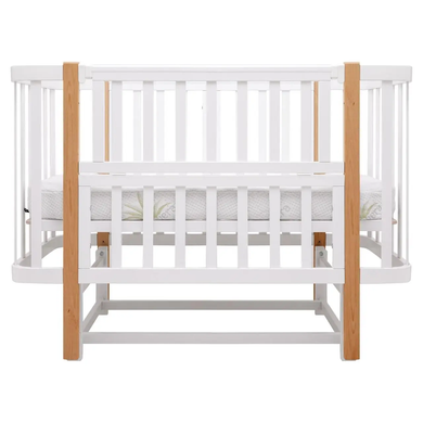Детская кроватка-трансформер Babyroom Місяць LU-2 с маятником, овальная, белый-натуральный