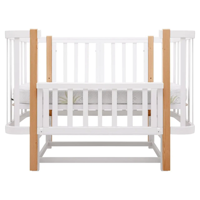 Детская кроватка-трансформер Babyroom Місяць LU-2 с маятником, овальная, белый-натуральный