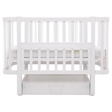 Детская кроватка-трансформер Babyroom Місяць LU-3 с маятником, шухлядой, овальная, белый