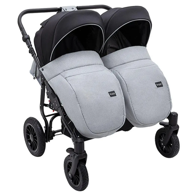 Коляска 2 в 1 для двойни Bair Sorento DUO BS-05 серый/черный (Баір Соренто Дуо)
