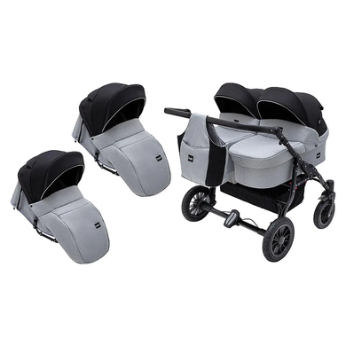 Коляска 2 в 1 для двойни Bair Sorento DUO BS-05 серый/черный (Баір Соренто Дуо)