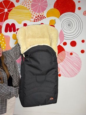 Зимний конверт-чехол на овчине For Kids Maxi в коляску, на санки, черный