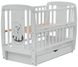Дитяче ліжечко (кровать) ТМ Дубик-М Цуценя для новонароджених з відкидною боковиною + маятник з шухлядою, дерево бук (сірий)