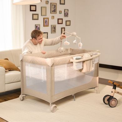 Кровать-манеж Kinderkraft Leody Up Grey (KCLEODUPGRY0000)