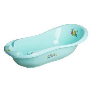 Детская ванна Maltex Bear & Friends 100 cm со сливом и антискользящим ковриком мятный