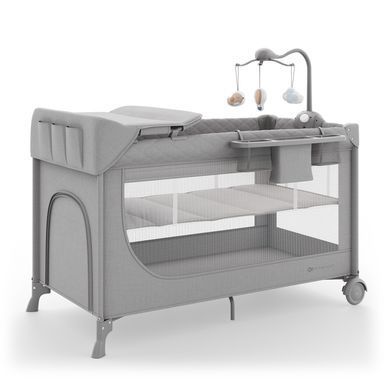 Кровать-манеж з пеленатором Kinderkraft Leody Up Grey (KCLEODUPGRY00AC)